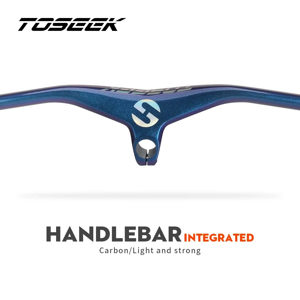 Mountain Biking Colorado - TOSEEK カーボン一体型MTBハンドルバー（ステム付き）、28.6mm、17度、3色のカラーオプション、マウンテンバイク用