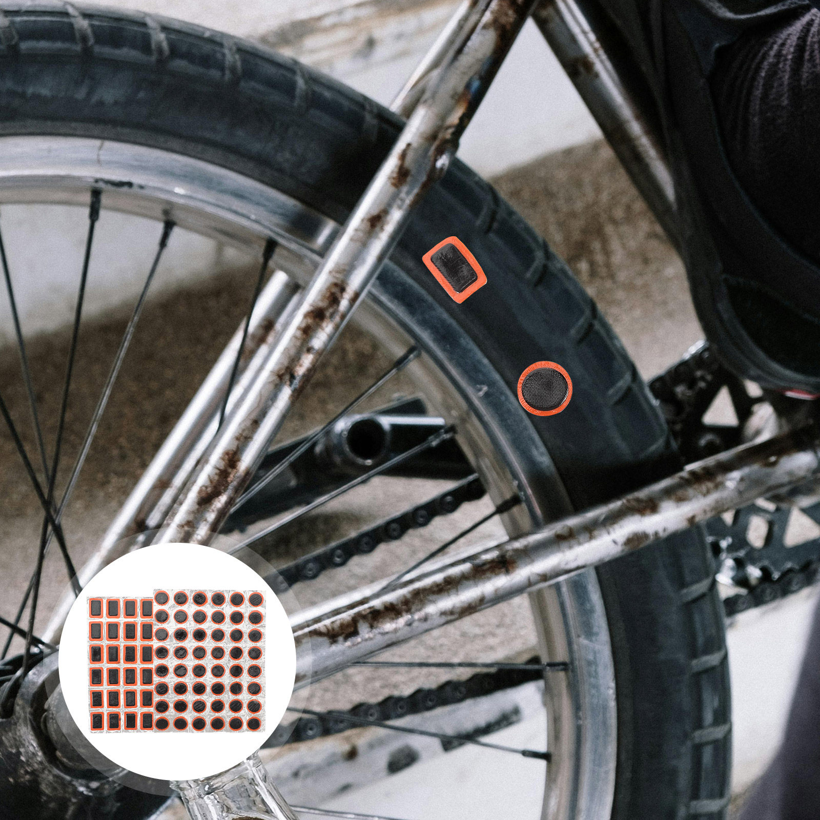 2枚入り自転車タイヤ修理パッチキット、接着剤不要、軽量で持ち - Mountain Biking Tube のレビューと価格