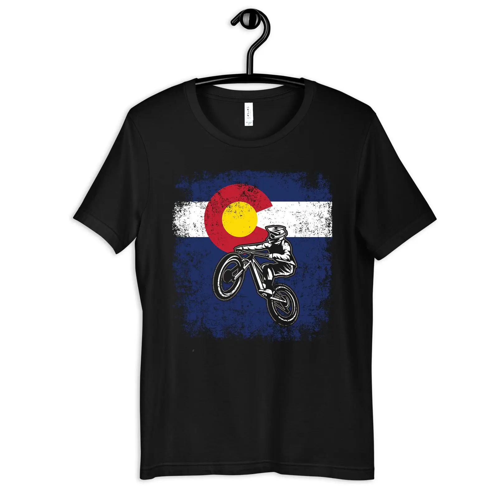 ヴィンテージコロラド州旗柄マウンテンバイクTシャツ、MTBバ - Mountain Biking Colorado のレビューと価格