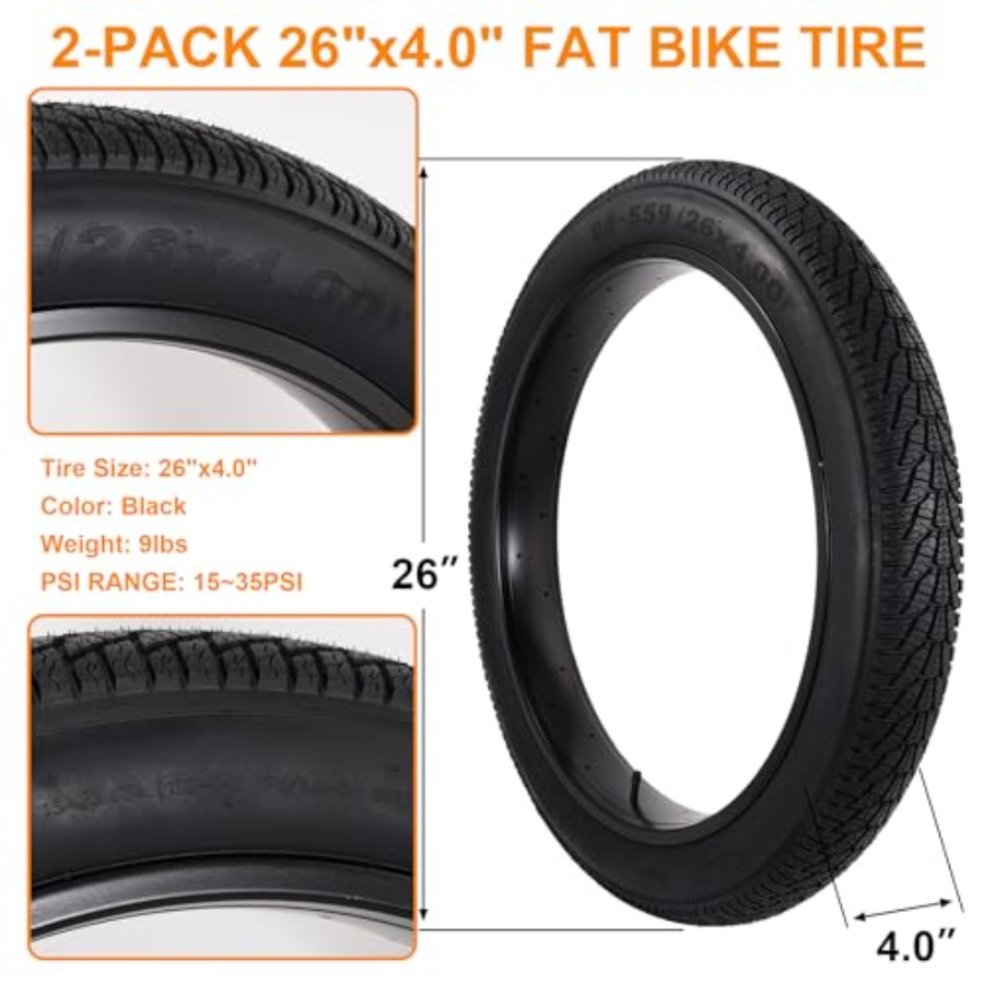 2パック 26x4.0 ファットバイクタイヤ、26インチ マ - Mountain Biking Tube のレビューと価格